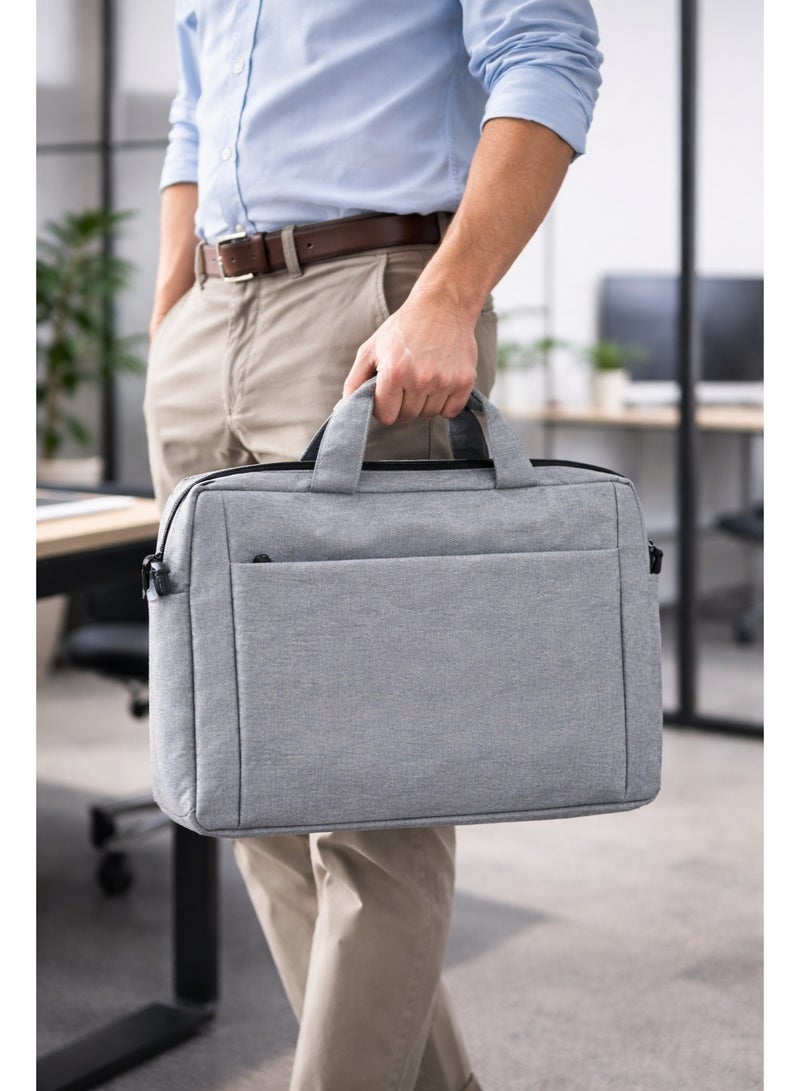 AGNAR 15.6 Inch Laptop Bag Sleeve – Slim Lightweight Business Briefcase with Padded Laptop Compartment & Front Pocket – Grey - Image 3